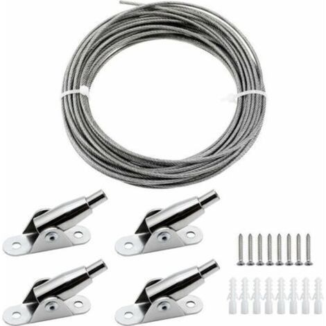 2 mm x 10 m PVC-coated stainless steel cable – Max. load 30 kg – For hanging photos, clothes, lamps and curtains