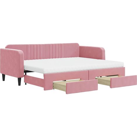 Maison Exclusive - Divano Letto Estraibile con Cassetti Rosa 80x200 cm Velluto (1/5)