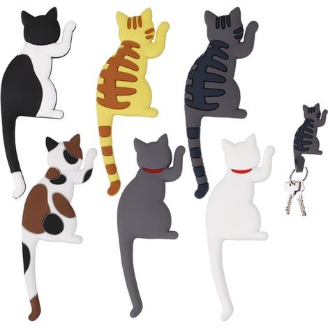 6 Kühlschrankmagnete Katzen dekorative Kühlschrankmagnete große Kühlschrankmagnete lustig für Kinder Magnete für weiße Magnettafeln Küche Büro (1/5)