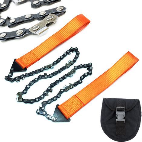Portatif Tronçonneuse Scie À Main Avec Poignées De Corde Parachute Multifonction Trousse En Nylon, Câble Scie Pour La Survie Gear, Le Camping, La Chasse. (1/3)