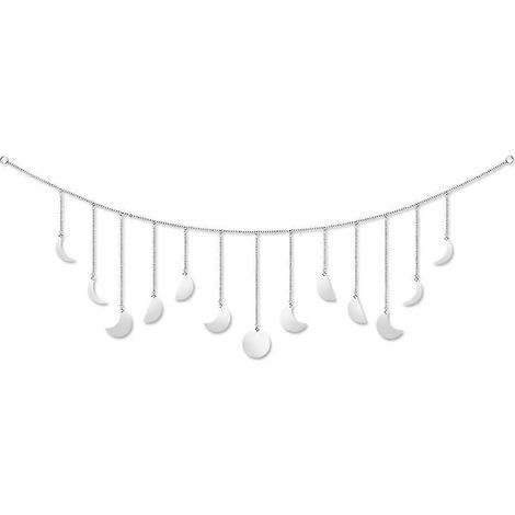 Guirlande murale lune, style bohème, décoration intérieure, ornements artistiques pour chambre, salon, bureau, cadeau de Noël, argenté, 2 pièces-Style JJ (1/5)