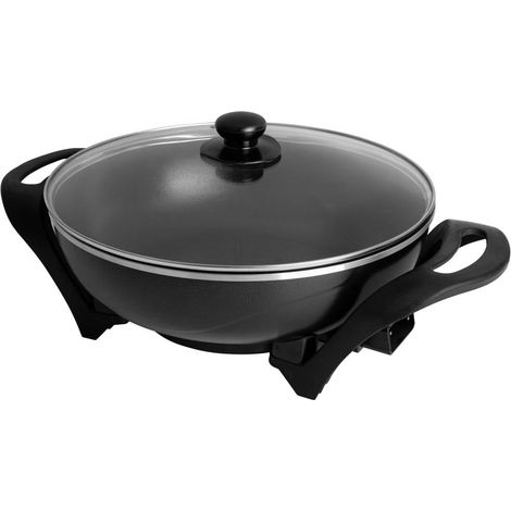 Tristar – Wok électrique 1500W 4,5L – Thermostat réglable – Revêtement anti-adhésif – Couvercle en verre avec vanne à vapeur