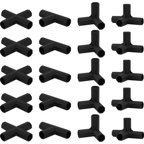JSSEVN - Pack of 20 11mm connectors - 4 types of stable support - for greenhouse frames - construction connector - black - suitable for grape trellises (1/5)