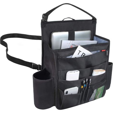 CCYKXAA 1 Car Seat Storage Organizer, Front Car Seat Organizer, Car Back Storage Bag with Laptop and Tablet Storage, Black (1/5)