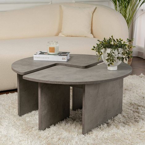 Dmora - Mesa de café Tairn, Mesa de centro baja, Revistero para sofá, Estante de la sala de estar, 90x90 h41 cm, Gris (1/5)