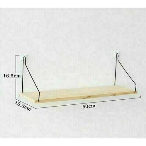 Wandregal, 50 cm lang und 15 cm tief, in Holzoptik. Schwarze Metallhalterungen für Wohnzimmer, Schlafzimmer oder Büro – AquaForge