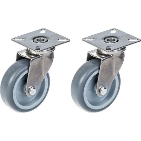 Rueda - 75mm - Acero inoxidable - Giratoria - Carga 120kg - Conjunto de 2