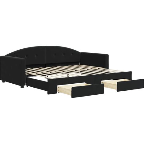 Maison Exclusive - Tagesbett Ausziehbar mit Schubladen Schwarz 90