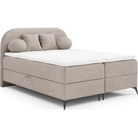 Boxspringbett Schlafzimmerbett GORGIA 160x200cm Stoff Jasmin Hellbeige (1/3)