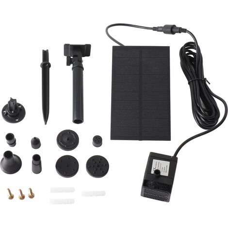 Pompe solaire pour fontaine 5,5 V 1,5 W, panneau solaire en silicium polycristallin, pompe pour fontaine et bain d'oiseaux (1/5)