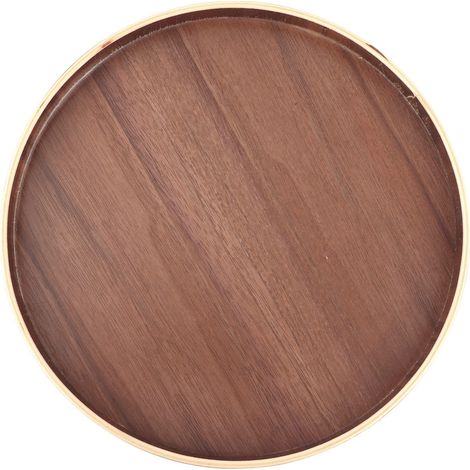 Plateau de service rond en bois de style japonais pour fruits et légumes, 24 cm, idéal pour la maison, la cuisine ou l'hôtel. (1/5)