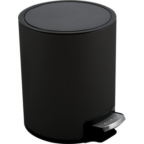 Spirella – Poubelle de salle de bain inox 3L – Noir mat – Dimensions 16,8 x 21,8 x 23 cm – Pédale souple – Récipient intérieur amovible - RIKU 3 L (1/6)