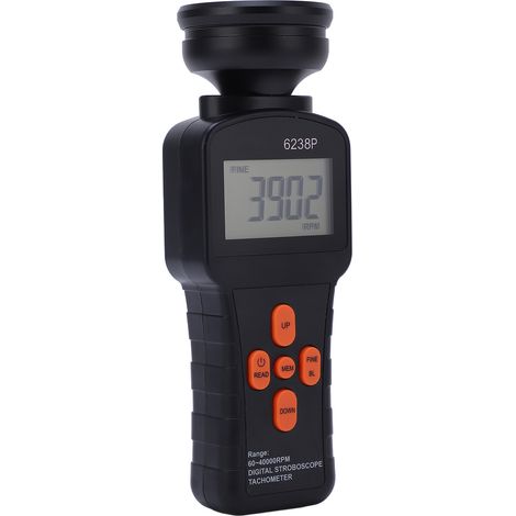 Stroboscope numérique portatif LED LCD 6238P, tachymètre de mesure de vitesse rotation, flashmètre haute précision avec écran rétroéclairé, pour contrôle industriel et maintenance. (1/5)