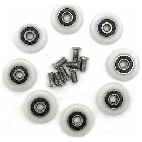 8 roulettes de porte de douche (23mm avec vis) (1/4)