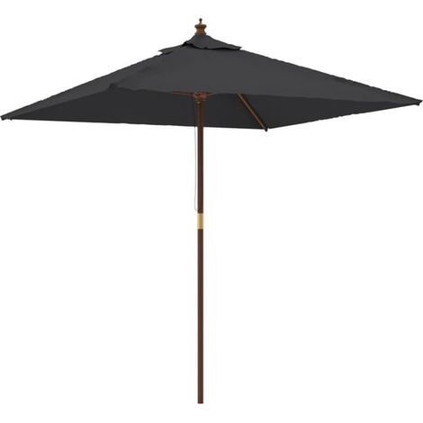 Parasol de jardin, poteau en bois noir, 198 x 198 x 231 cm (1/5)