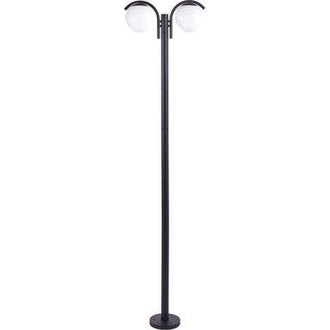 Farola de jardín moderna 2 luces lámpara poste camino exterior aluminio material sintético negro Kulsi (1/5)