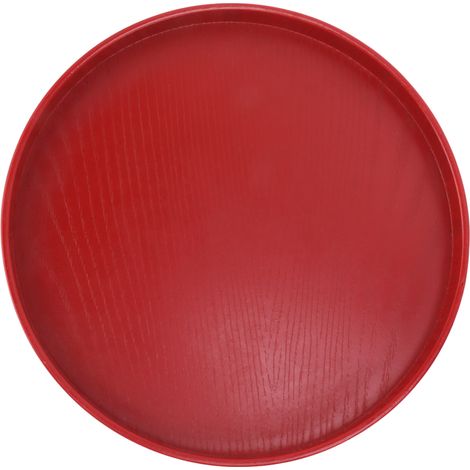 Plateau à thé rond en bois rouge vin, assiette à thé verte, plat de service pour la cuisson du thé, pour la maison ou le salon de thé, 27 cm / 10,63 pouces (1/5)