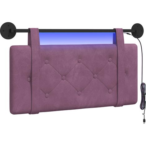 Testiera Testata del letto sospesa Con luce LED Viola Velluto (1/5)