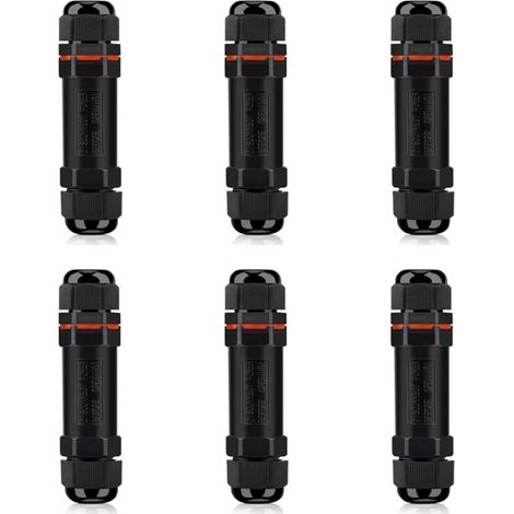 Wasserdichte Kabelverbinder, IP68-Außenanschlussdose, wasserdichter elektrischer Verbinder (6er-Pack), 3-adriger wasserdichter elektrischer Verbinder für Kabel mit 6–12 mm Durchmesser