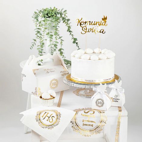 Heilige Kommunion Tortenaufsatz Gold 22,5 cm (1/2)