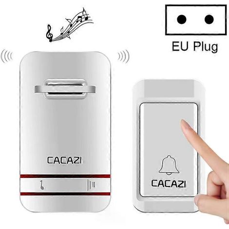 Sonnette sans fil autonome, un bouton, prise UE - CACAZI V027G (1/5)