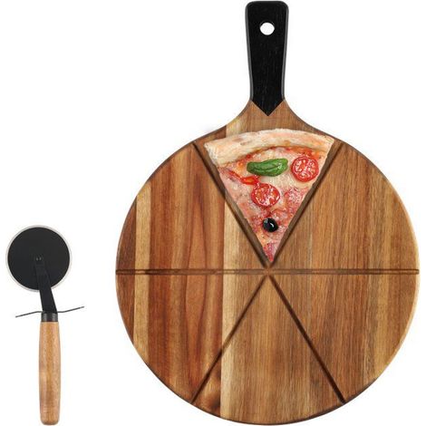 Tagliere Vassoio Servipizza Con Rotellina Taglierina Taglia Pizza Diametro 30 Cm (1/5)