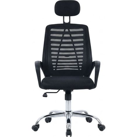 Sedia Ufficio Ergonomica Poltrona Scrivania Rete con Poggiatesta Nera (1/5)