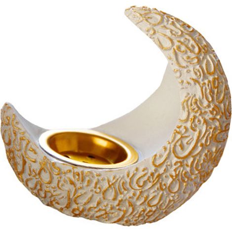 Brûle-encens Lune Blanche en Résine, Apaisant Anti-Stress, Décoratif pour Méditation et Chambre, Blanc (1/5)