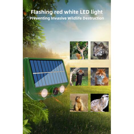 Répulsif à ultrasons pour chats – Alimenté à l'énergie solaire avec batterie rechargeable intégrée – Fréquence 20-36,5 kHz – Étanchéité IP44, convient à une utilisation en extérieur. (1/4)