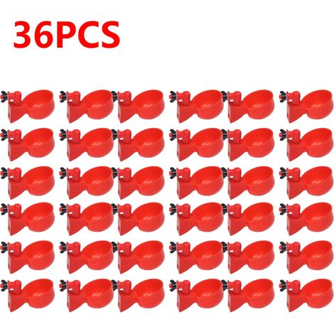 Ensemble de 6 abreuvoirs automatiques en plastique pour poulets, canards et volailles, 36 coupelles, système d'hydratation pour cages ou élevage domestique.-AquaForge (1/5)