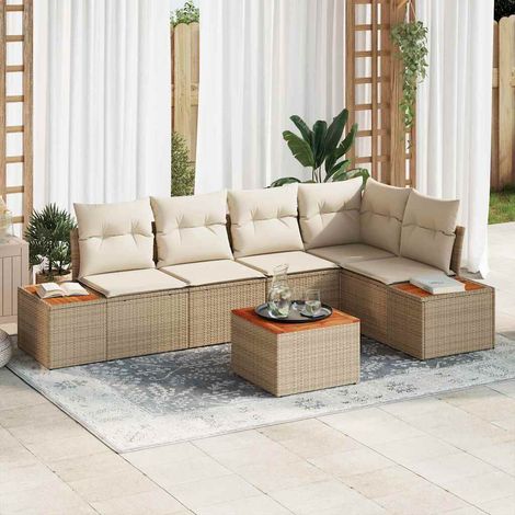 vidaXL Set Divano da Giardino 6 pcs beige e panna Poly Rattan (1/5)