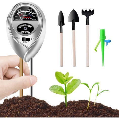 1 kit testeur de sol, humidité pH lumière, plage pH 3,5-8, humidité 1-10, luminosité 0-2000 lux, pour jardin fleurs plantes intérieur extérieur (1/5)