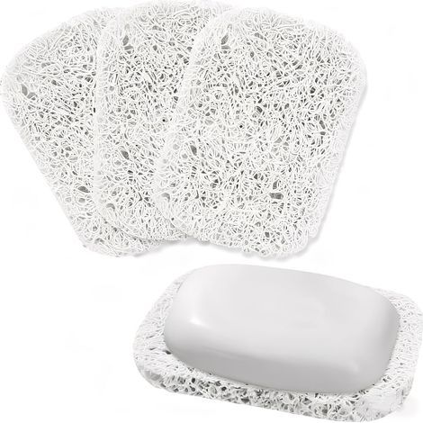 3pcs Soap Dish, Non-Slip and Durable Soap Saver with Automatic Draining Coil Shape, Shower, Bathroom, Kitchen, Travel (White) (1/5)