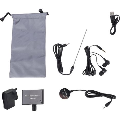Détecteur de fuites d'eau sans fil Amplification sonore 20000x Double sonde Rechargeable Noir ABS Métal pour tuyaux béton acier (1/5)