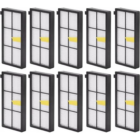 Lot de 10 filtres HEPA pour aspirateurs robots iRobot Roomba séries 800, 900, 870, 880 et 980. Accessoires inclus. (1/5)