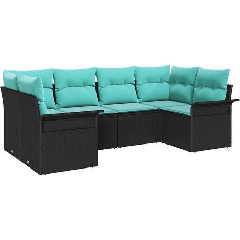 Garden Sofa Set with Storage 6 pcs Black Poly rattan vidaXL