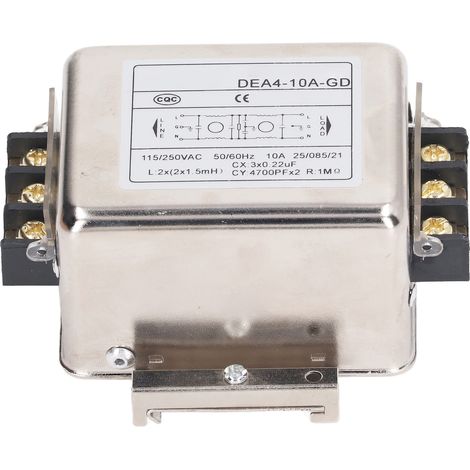 Filtre antiparasite EMI 10A, réduction des interférences, montage sur rail 35mm, filtre secteur monophasé 125V/250V (1/5)