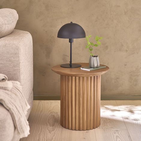 Table d'appoint en teck massif ronde (1/5)