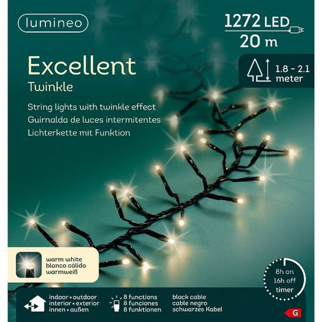 Lumineo LED Lichterkette Excellent Twinkle schwarz 20 Meter 1272 Lichter - warmweiß (1/3)