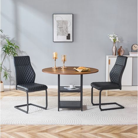 Set tavolo e sedie 107x107x75 cm in MDF e metallo noce/nero, salvaspazio cucina FloraGrace (1/5)