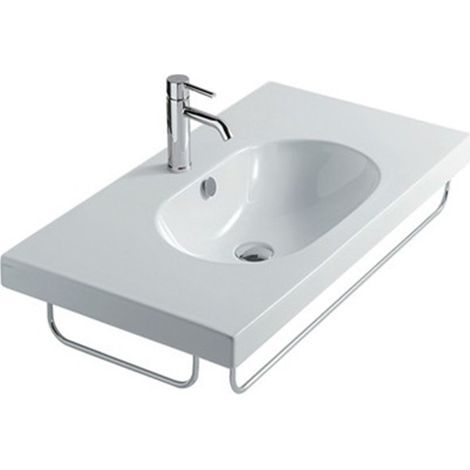 Lavabo Eden sospeso cm. 90x45 rettangolare in ceramica bianco di (1/5)