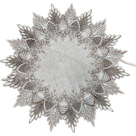 Set de table en dentelle, set de table rond antidérapant, nappe isolante, anti-brûlure et résistante aux taches d'huile pour la table de cuisine et de salle à manger (1/5)