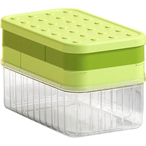 Moule à glaçons 2 en 1 multifonctionnel en silicone avec boîte de rangement verte