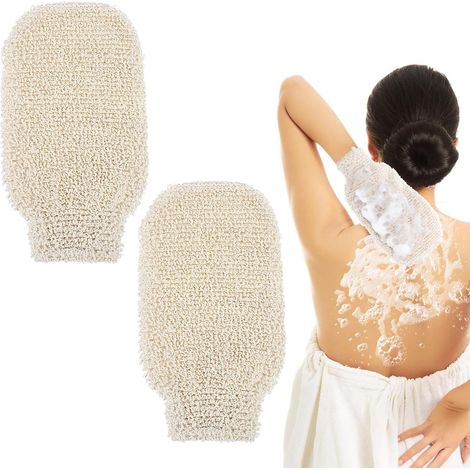 Set mit 2 Sisal-Duschhandschuhen, natürliche Peelinghandschuhe, Körperpeelinghandschuhe, Peeling-Duschhandschuhe, Peeling-Werkzeug für Männer, Frauen und Kinder