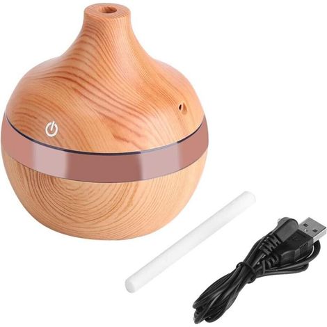 Aroma-Diffusor mit USB-Anschluss, 300 ml, Holzoptik, Touch-Bedienung, 7-farbiger LED-Beleuchtung, ideal für Schlafzimmer, Spa, Yoga und Büro.