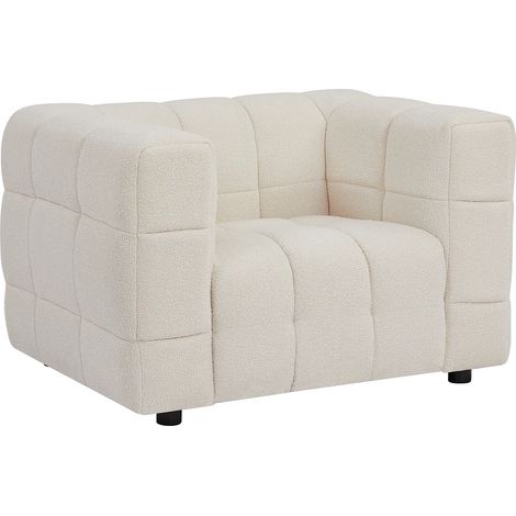 Fauteuil en tissu bouclette blanc ivoire LERICI (1/5)