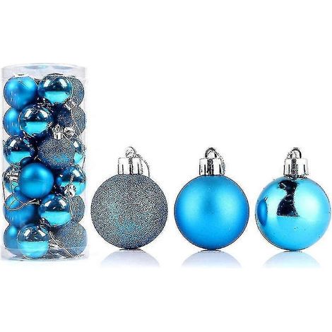 24er-Pack zarte, wiederverwendbare, hochglänzende Weihnachtskugeln als Christbaumschmuck oder Anhänger für Zuhause-4cm-Lake Blue (1/5)