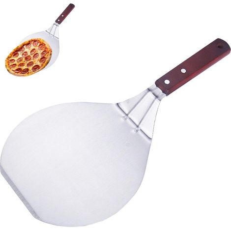 Pelle a pizza - 16,5 cm pelle pizza en acier inoxydable avec poignée en bois, pour pizzas faites maison, pain, tarte flambée, accessoires de pizza