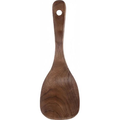 1 flat wooden rice spoon with non-stick coating, 22 x 7.5 cm, brown (1/5)