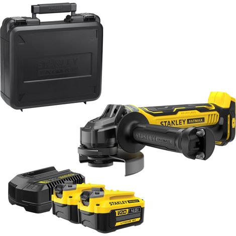 Stanley – Meuleuse d'angle 18V avec 2 batteries 4.0Ah – SFMCG700M2KQW – Moteur Brushless – Pour béton armé et métal (1/9)